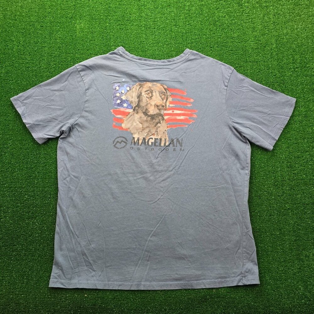 Magellan Tshirt Mens XL Blue Short Sleeve USA Flag Labrador Dog Patriotic